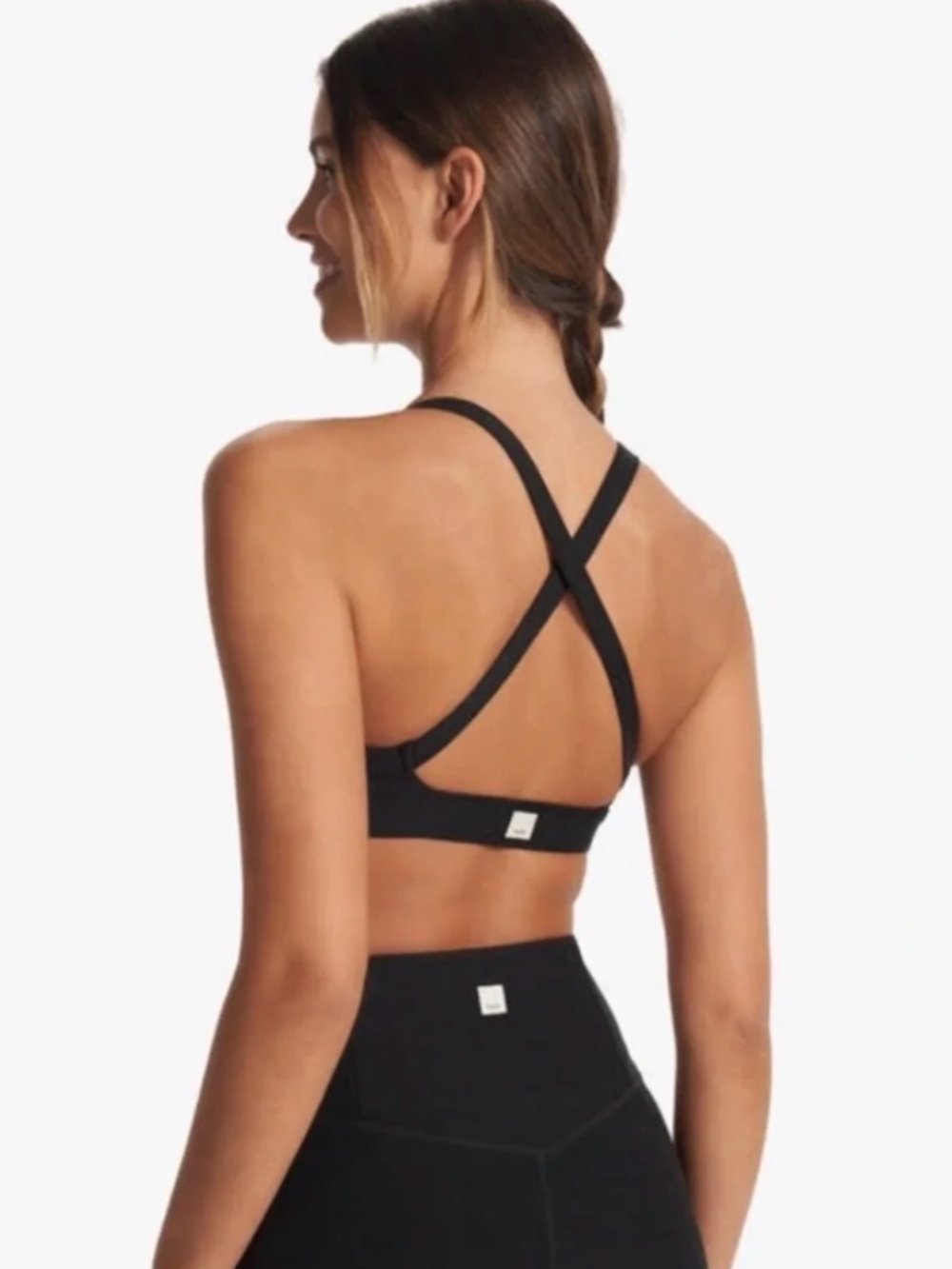 Vuori Crossback Elevation Ruched Bra Black Heather